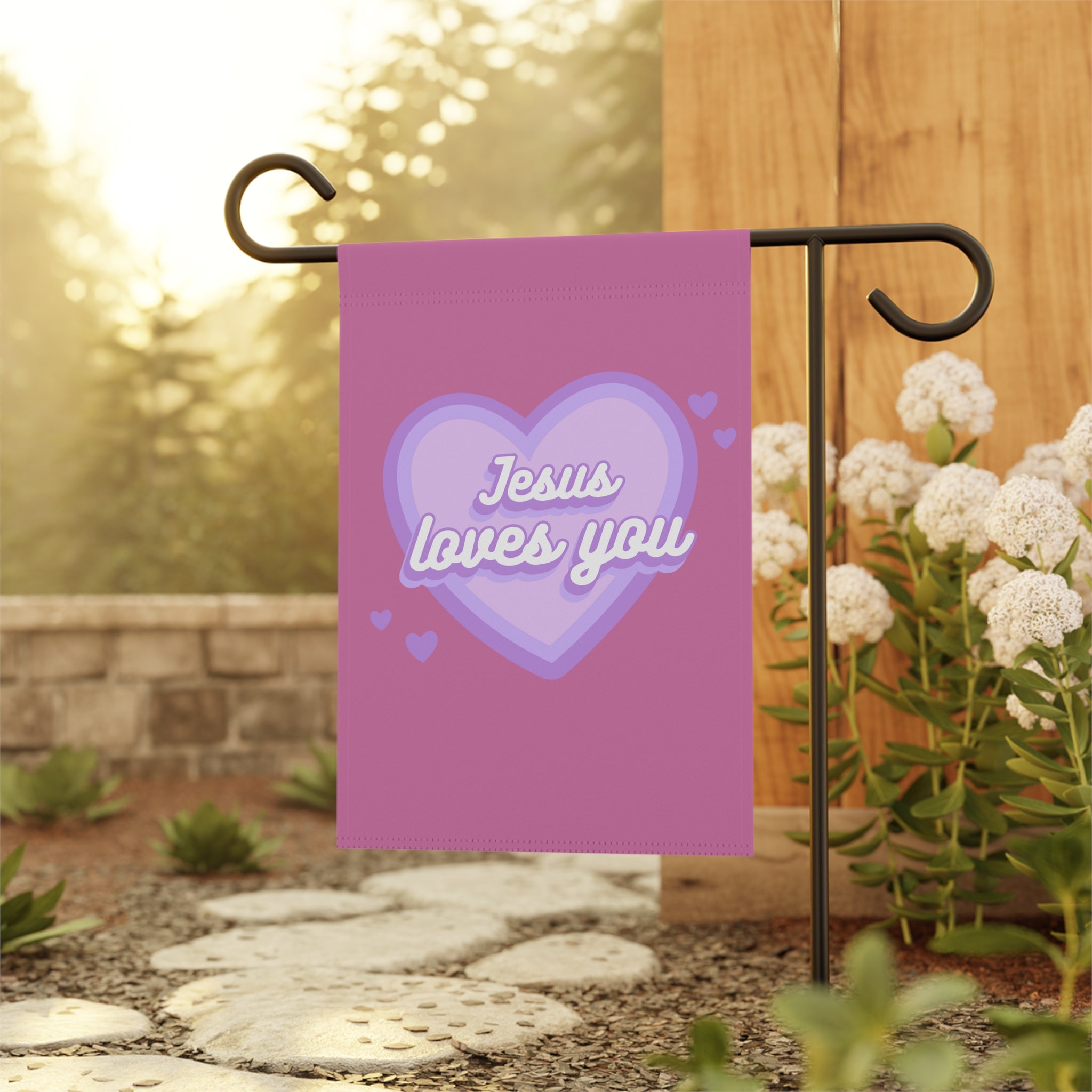 Jesus loves you garden flag