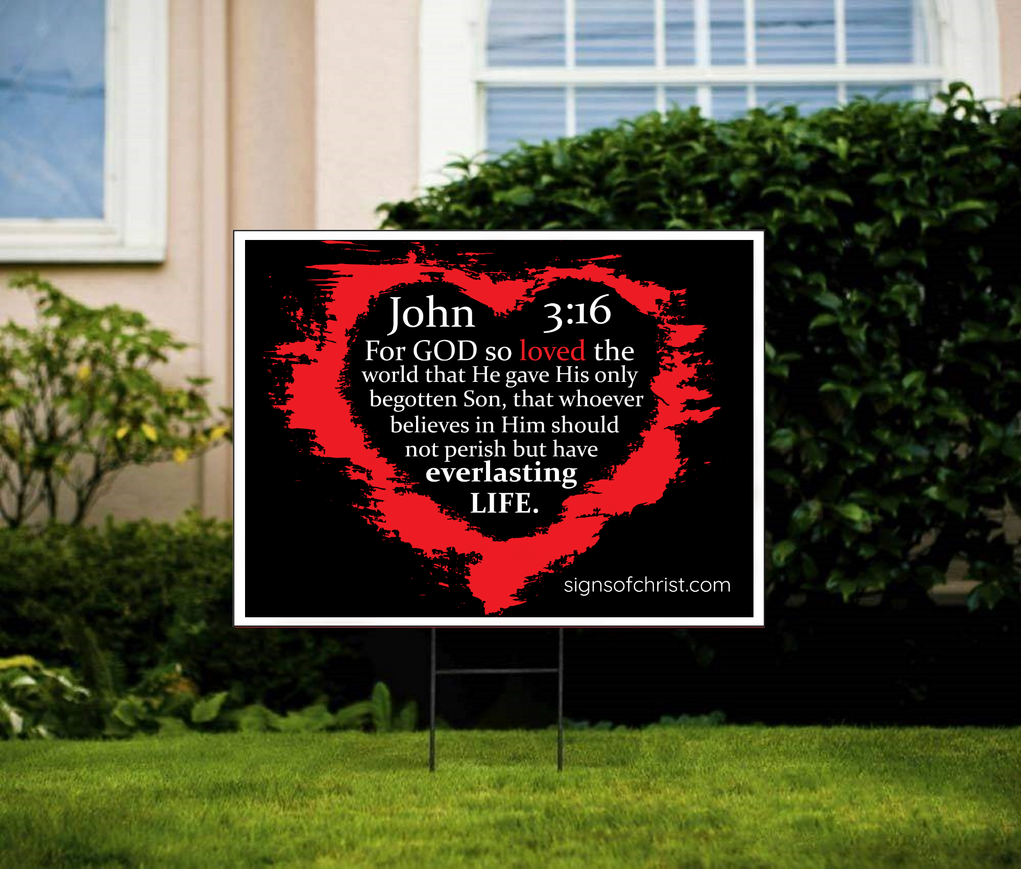 John 3:16 Heart Yard Sign