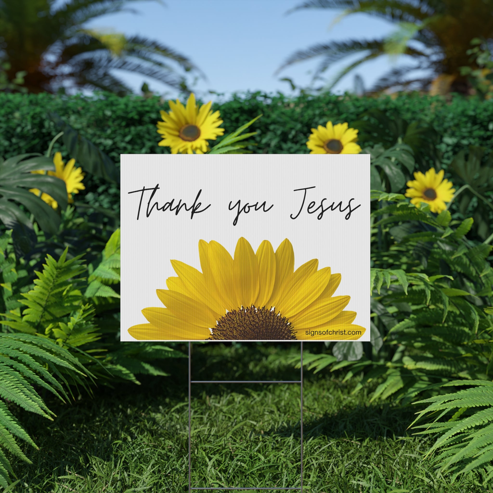 Thank You Jesus Sunflower Yard Sign