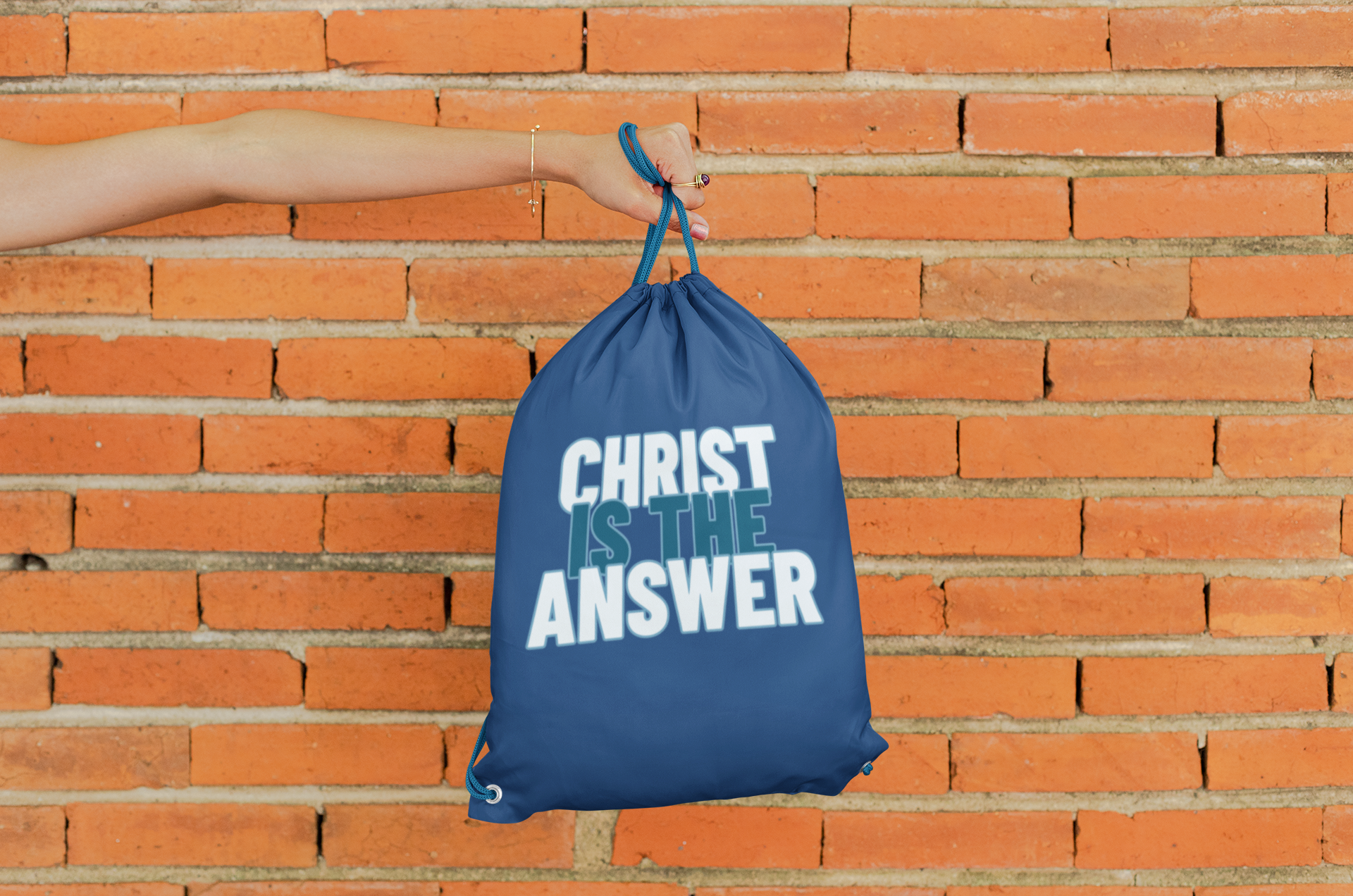 Christ is the answer drawstring bag